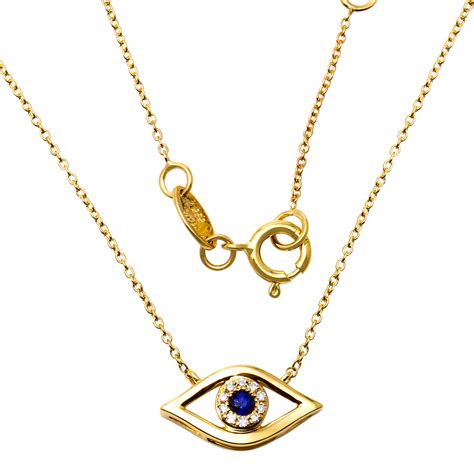 14k Gold Diamond And Sapphire Evil Eye Necklace StonedLove By Suzy