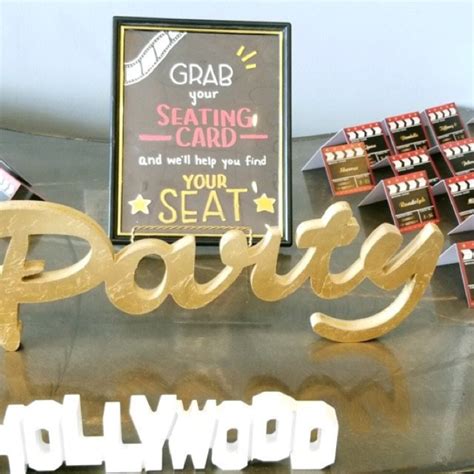 Hollywood Theme Place Cards Printed With Guest Name And Table Etsy
