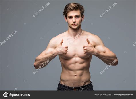 Male Fitness Model With Sexy Muscular Body Portrait Handsome Hot Young