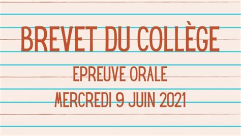 ORAL DU DNB  Actualités  Collège Pierre Brossolette  La Chapelle