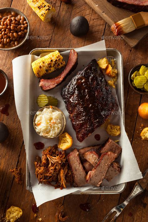 Barbecue Smoked Brisket And Ribs Platter Stock Photo By Bhofack2