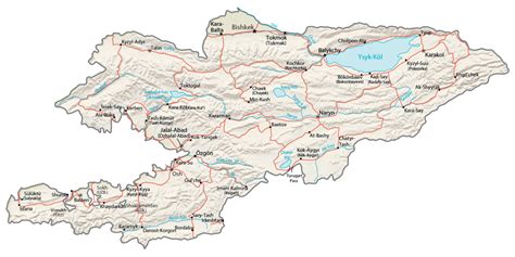 Kyrgyzstan Map Cities And Roads Gis Geography