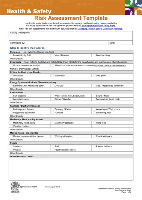 Risk Assessment Template Free Printable Pdf Excel Word Formats Images