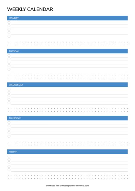 8 Printable Weekly Calendar Templates In Pdf Download For Free