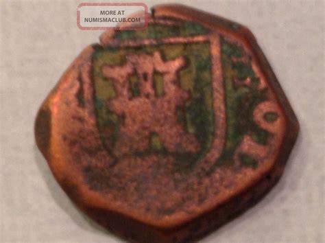 Spanish Pirate Type 1600 S King Philip Iv Lion Castle Copper Coin
