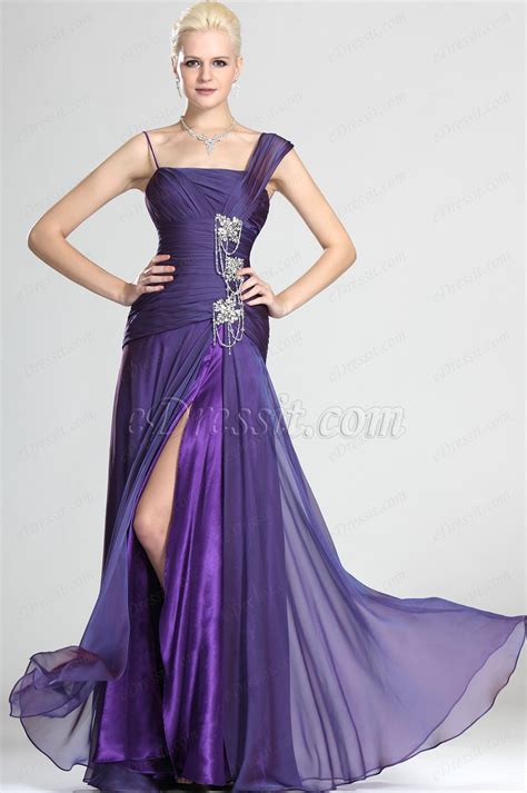 Edressit Beaded Slit Full Length Purple Evening Dress 00125306