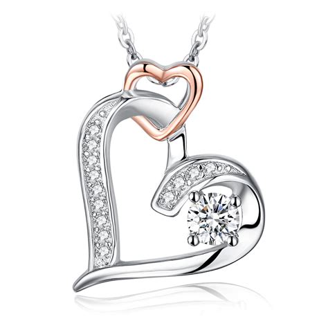 Double Heartpendant Necklacegold Platedsterling Silverjewelrypalac