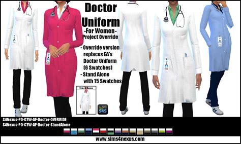 Project Override Womens Doctor Uniform Original Content The Sims 4