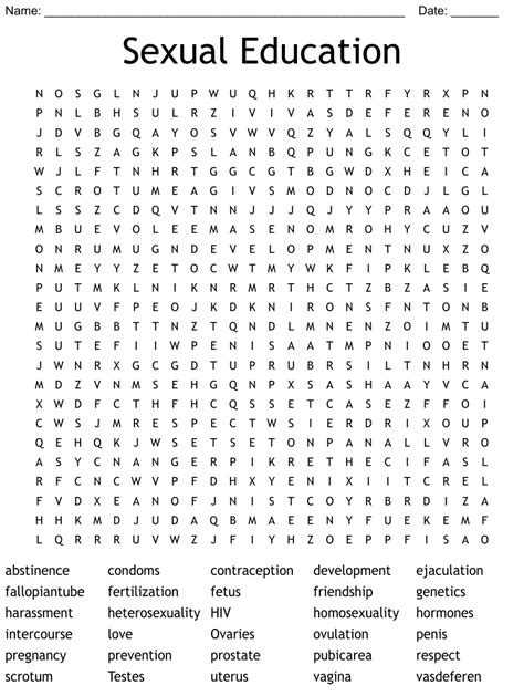 Sexual Education Word Search Wordmint