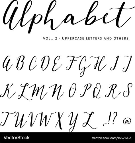 Hand Drawn Alphabet Script Font Isolated Vector Image