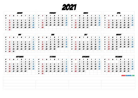 Here are the 2021 printable calendars jump straight to this week's calendar or next week's calendar search all printables. Free Printable 2021 Yearly Calendar with Week Numbers (6 ...
