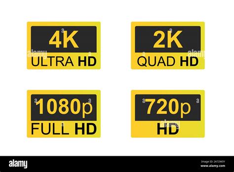 Display Resolution Gold Icons 4k Ultra Hd Resolution 2k Quad Hd Full