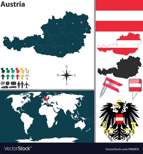 Austria Map World Royalty Free Vector Image Vectorstock