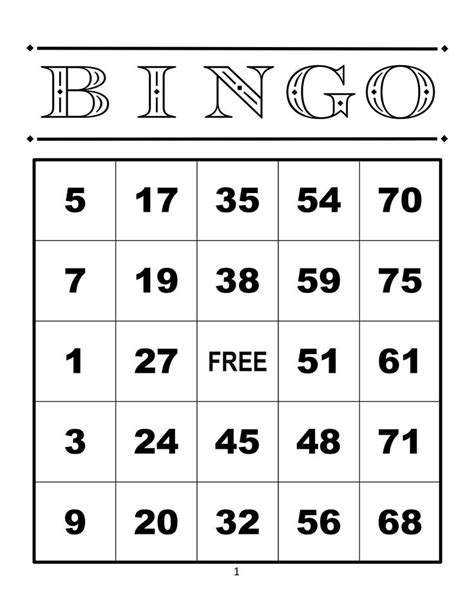 Bingo Cards 1000 Cards 1 Per Page Numbered Immediate Pdf Download