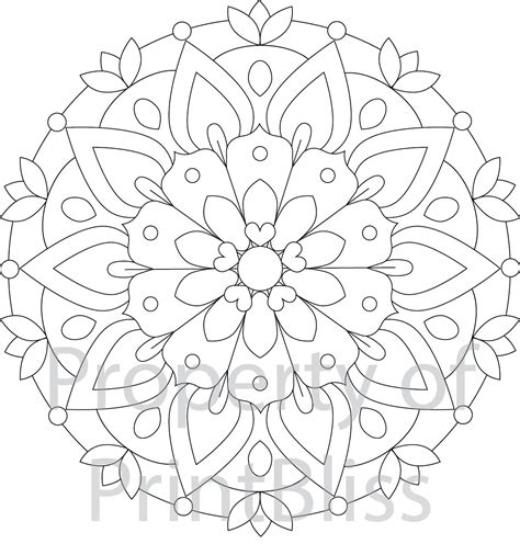 2 Flower Mandala Printable Coloring Page