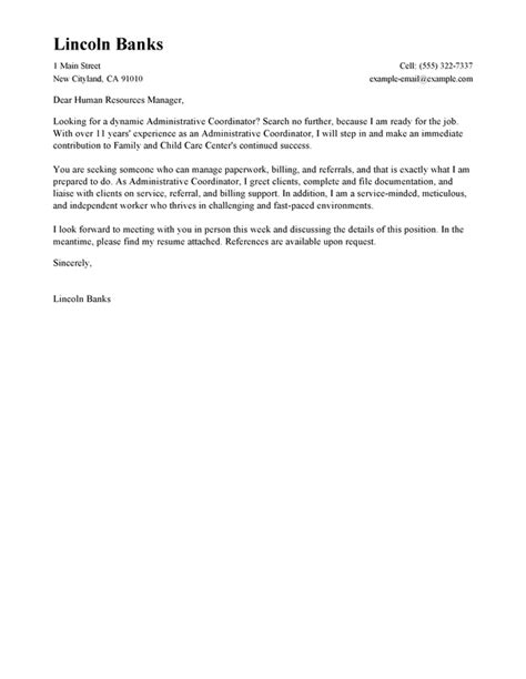 Free Administrative Coordinator Cover Letter Examples And Templates From