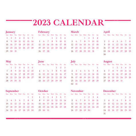 Simple Style Pink 2023 Calendar New Year 2023 Calendar 2023 Calendar