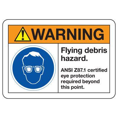 ANSI Z535 Safety Signs Warning Flying Debris Hazard Seton