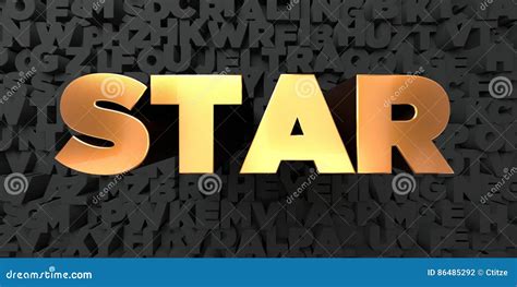 Star Gold Text On Black Background 3d Rendered Royalty Free Stock