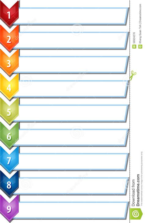 Nine Blank Business Diagram Chevron List Illustration