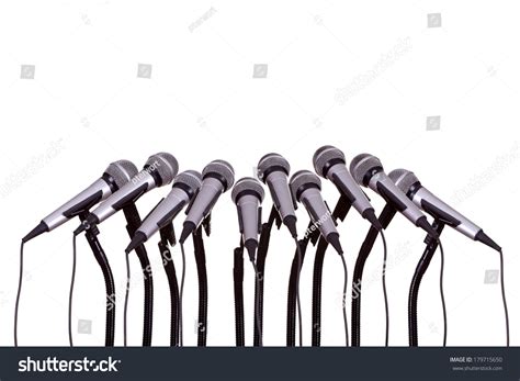 A press conference is an additional media technique, for special occasions, when you really want to background information about the issue (i.e., statistics, historical background, case histories, or. Press Conference With Microphones On White Background ...