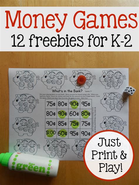 Teacher created and classroom approved. Print & Play - Money Games for K-2 Learners | Money worksheets, Money games, Homeschool math