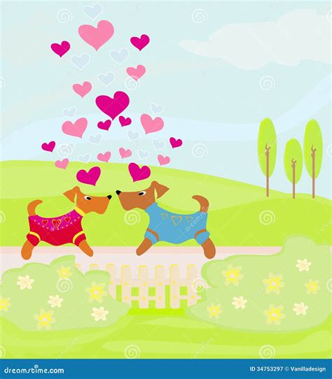 Cute Dogs In Love Stock Vector Illustration Of Friendship 34753297