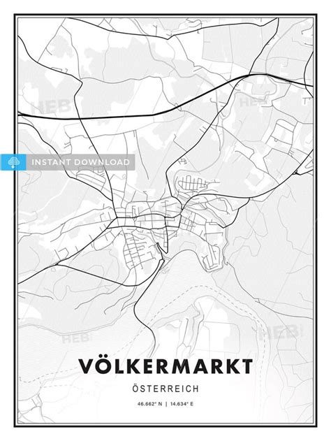 Völkermarkt Austria Modern Print Template in Various Formats HEBSTREITS Sketches Print