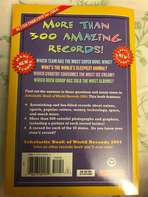 Scholastic Book Of World Records 2004 By Jenifer Corr Morse 2003 Trade Paperback For Sale