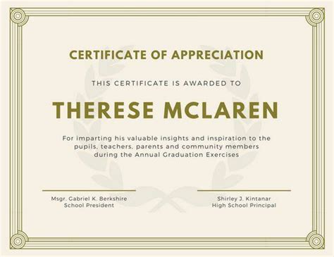 Green Bordered Appreciation Certificate Certificate Of Appreciation