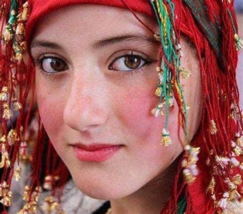 A Berber Girl From Souss Region Wearing A Traditional Red Scarf R