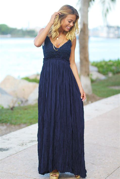 Navy Maxi Dress With Open Back Evening Gown Maxi Dress Saved By