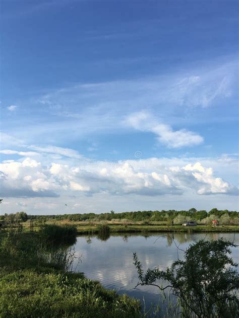 Cloudy Sky Reflected In The River Stock Photo Image Of Rural Clear