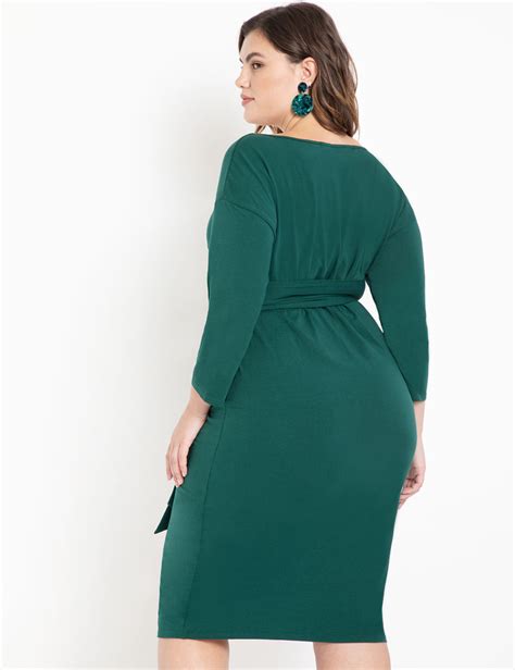 Tie Waist Midi Dress Womens Plus Size Dresses Eloquii Womens Midi Dresses Green Midi