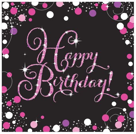 Happy Birthday Pink Sparkling Celebration 33cm Paper Party Napkins 1