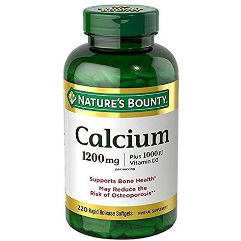 Natures Bounty Calcium Plus Vitamin D3 1200mg Softgels 220 Ea