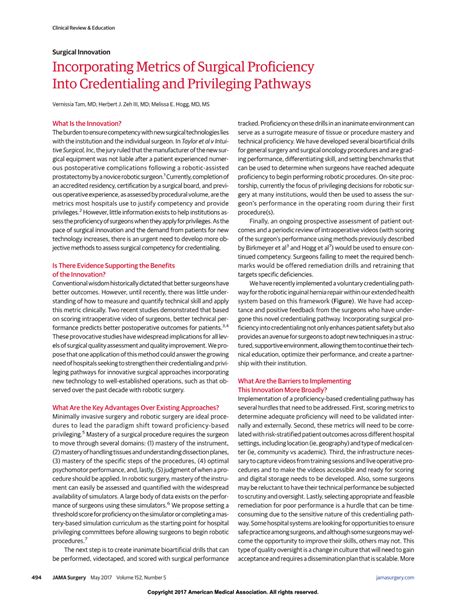 Credentialing, privileging, and medical staff governance: Incorporating Metrics of Surgical Proficiency Into ...