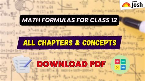 Maths Formulas For Class 12 Download Pdf For All Concepts And Chapters