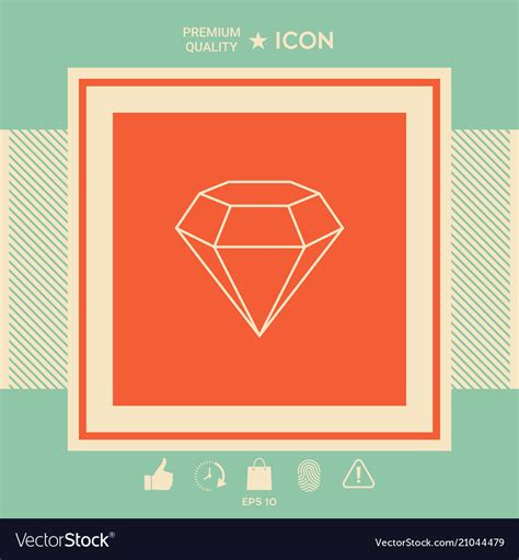 Diamond Sign Jewelry Symbol Gem Stone Flat Vector Image