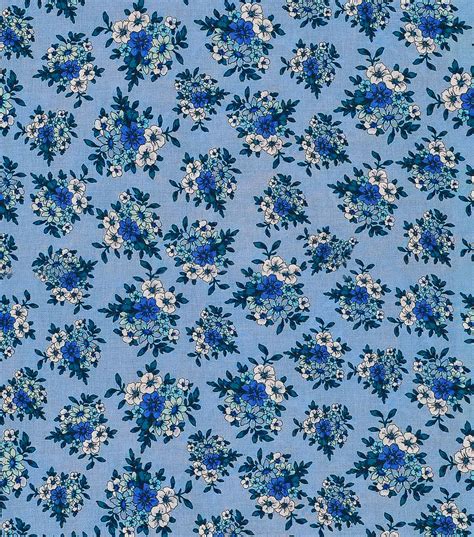 Keepsake Calico Cotton Fabric Cluster Floral Blue Joann