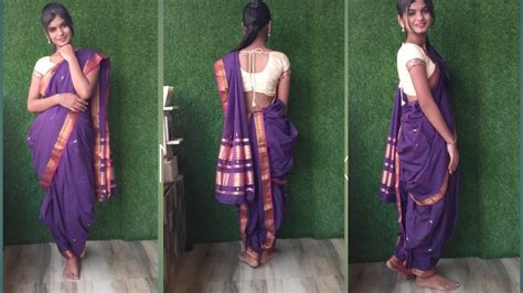 how to wear a nauvari saree maharashtrian saree draping ganesh puja saree