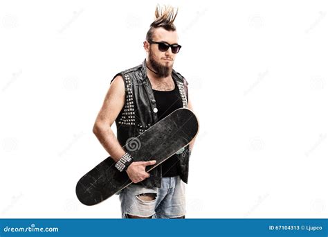 Punk Rocker Holding A Skateboard Stock Photo Image 67104313