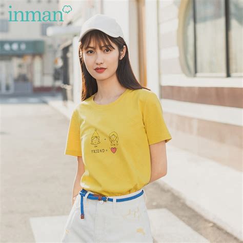Inman 2020 Summer New Arrival Pure Cotton Cute Printed Sweet Youth Short Sleeve T Shirtt Shirts