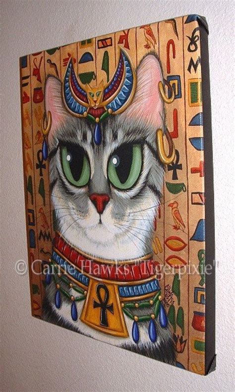 Egyptian Cat Bast Art Cat Painting Egypt Bastet Cat Goddess Etsy