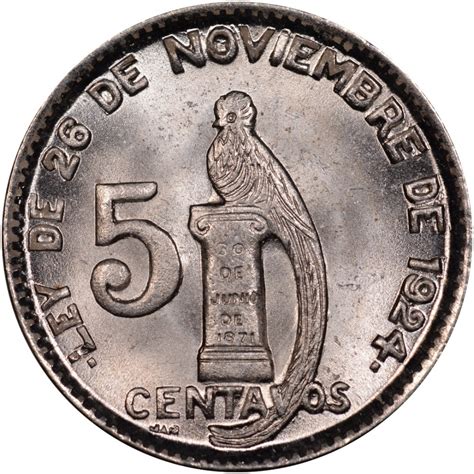 5 Centavos Guatemala 1925 1949 Km 238 Coinbrothers Catalog
