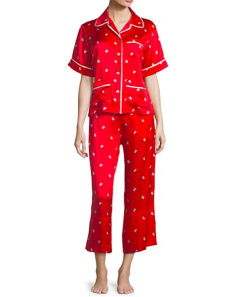 Olivia Von Halle Silk Pajama Set Victoria Beckham Wearing Red Silk Pajamas Popsugar Fashion