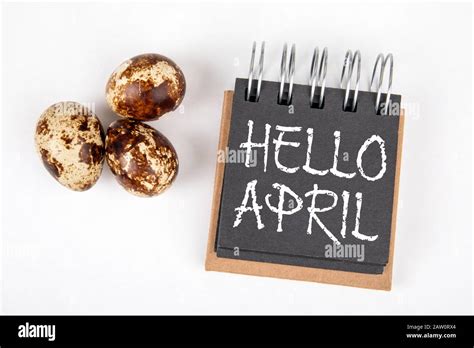 Hello April Spring Season Easter And Holidays Concept Note Book And