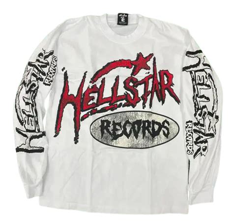 Hellstar White Records Longsleeve T Shirt Whats On The Star