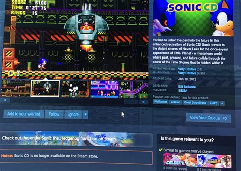 Why Is Sonic Cd No Longer On Steam Rsonicthehedgehog