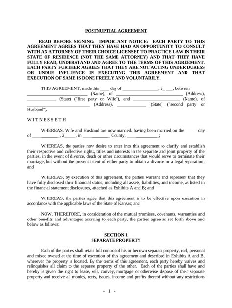 Kansas Agreement Form Fill Out And Sign Printable Pdf Template
